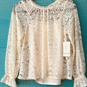 ROMANTIC FEMININE 2PC LACE BLOUSE SET CREAM SIZE SMALL LILLY STAR